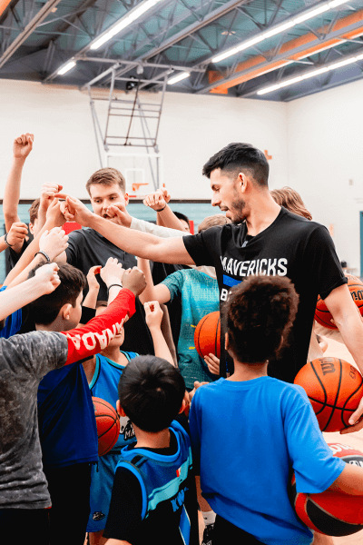 Basketball training with coach