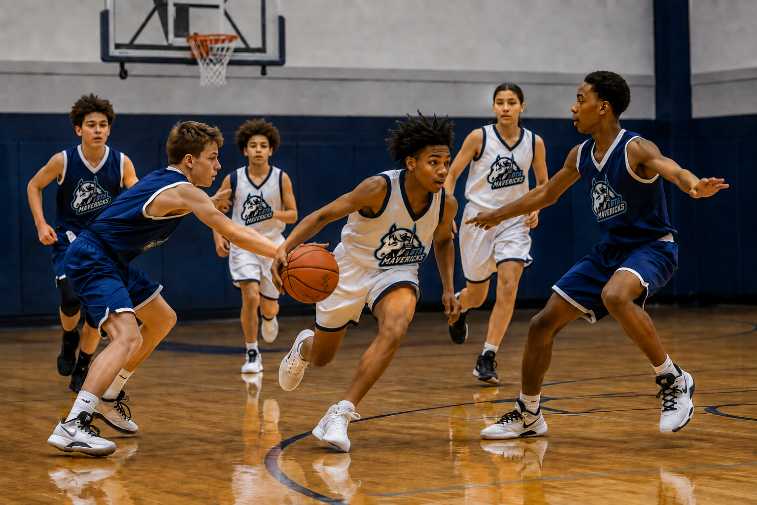 GTA Mavericks youth basketball players competing during Rep basketball tryouts
