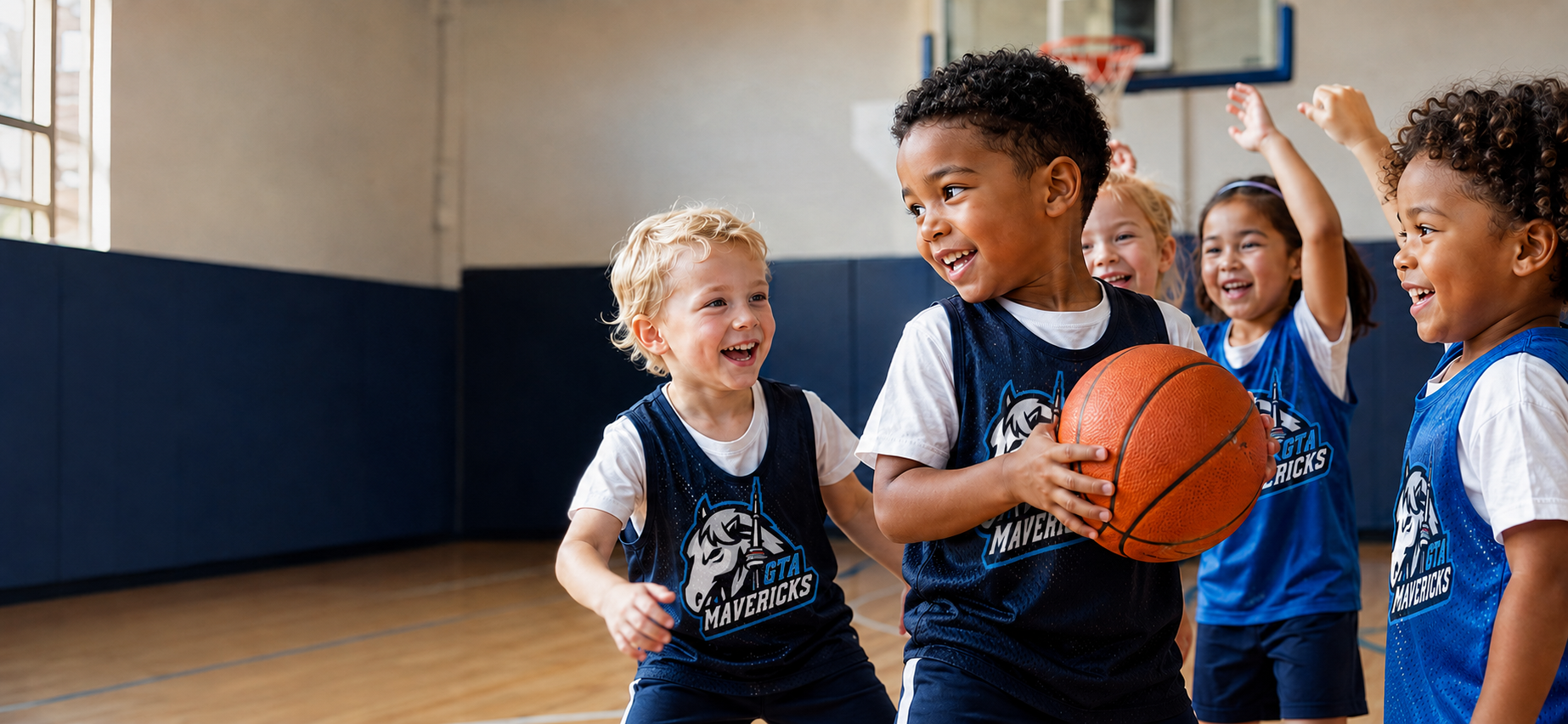 Happy young GTA Mavericks players enjoying basketball together